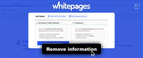 remove my information from whitepages premium  The criminal record had traffic violations 10 years old